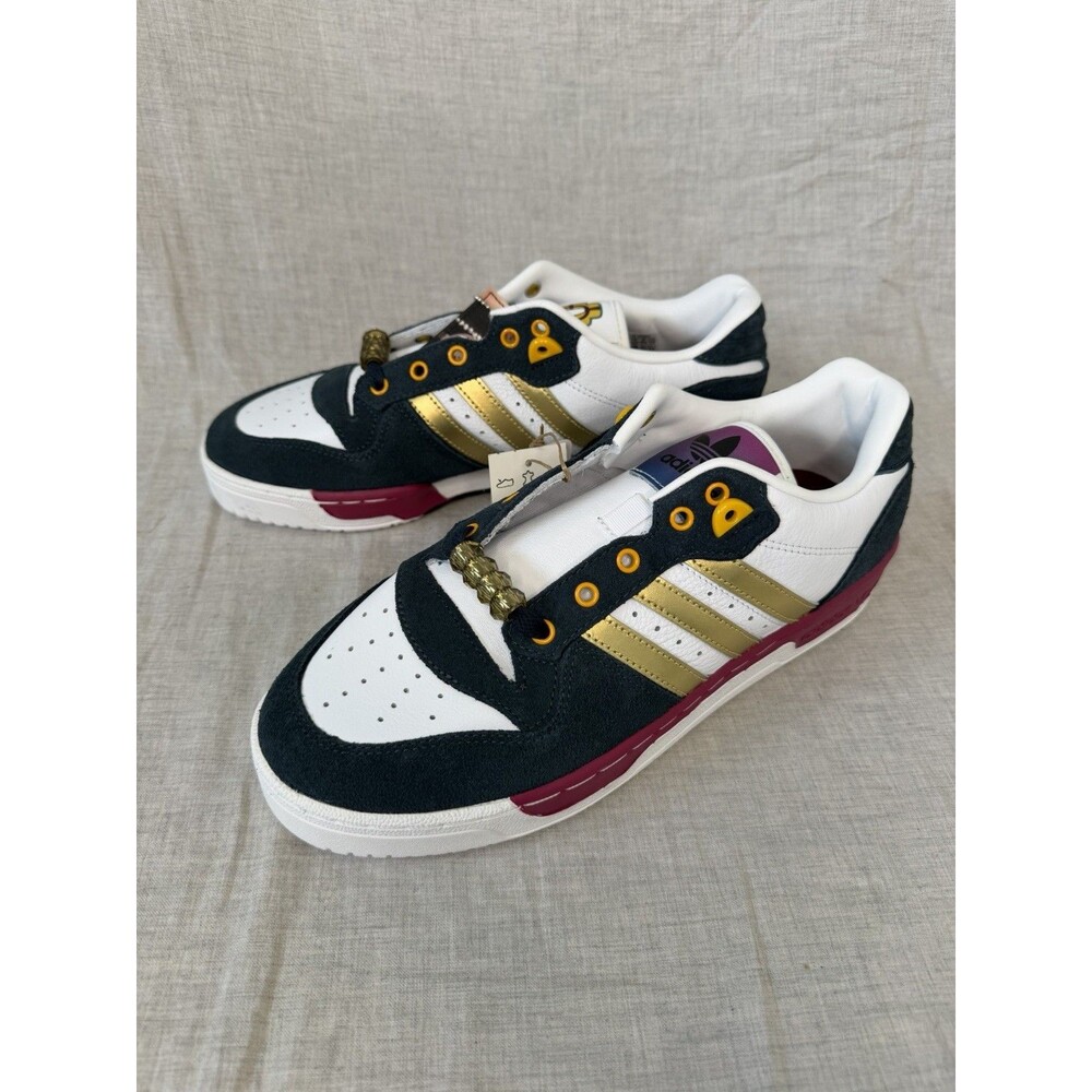 ADIDAS RIVALRY Low Originals ; DEMON SLAYER White Gold Metal Beads Size 9